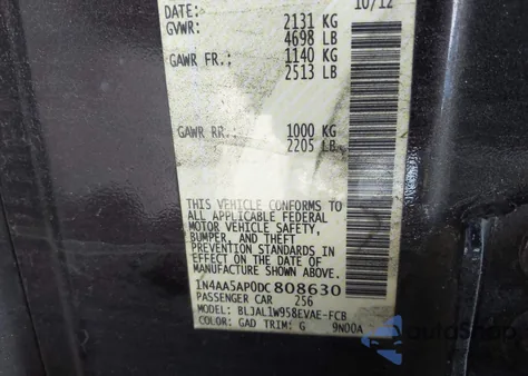 2013 Nissan Maxima 3.5 Sv from USA, damaged, VIN 1N4AA5AP0DC808630